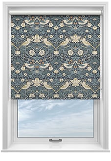 William Morris At Home Strawberry Thief, Indigo - Twist&Fit Roller Blind